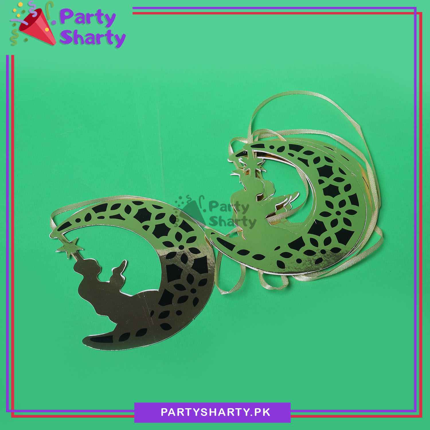 Crescent with Praying Guy Shaped Ramadan Kareem Bunting for Ramadan Mubarak & Iftar Party Decoration And Celebration