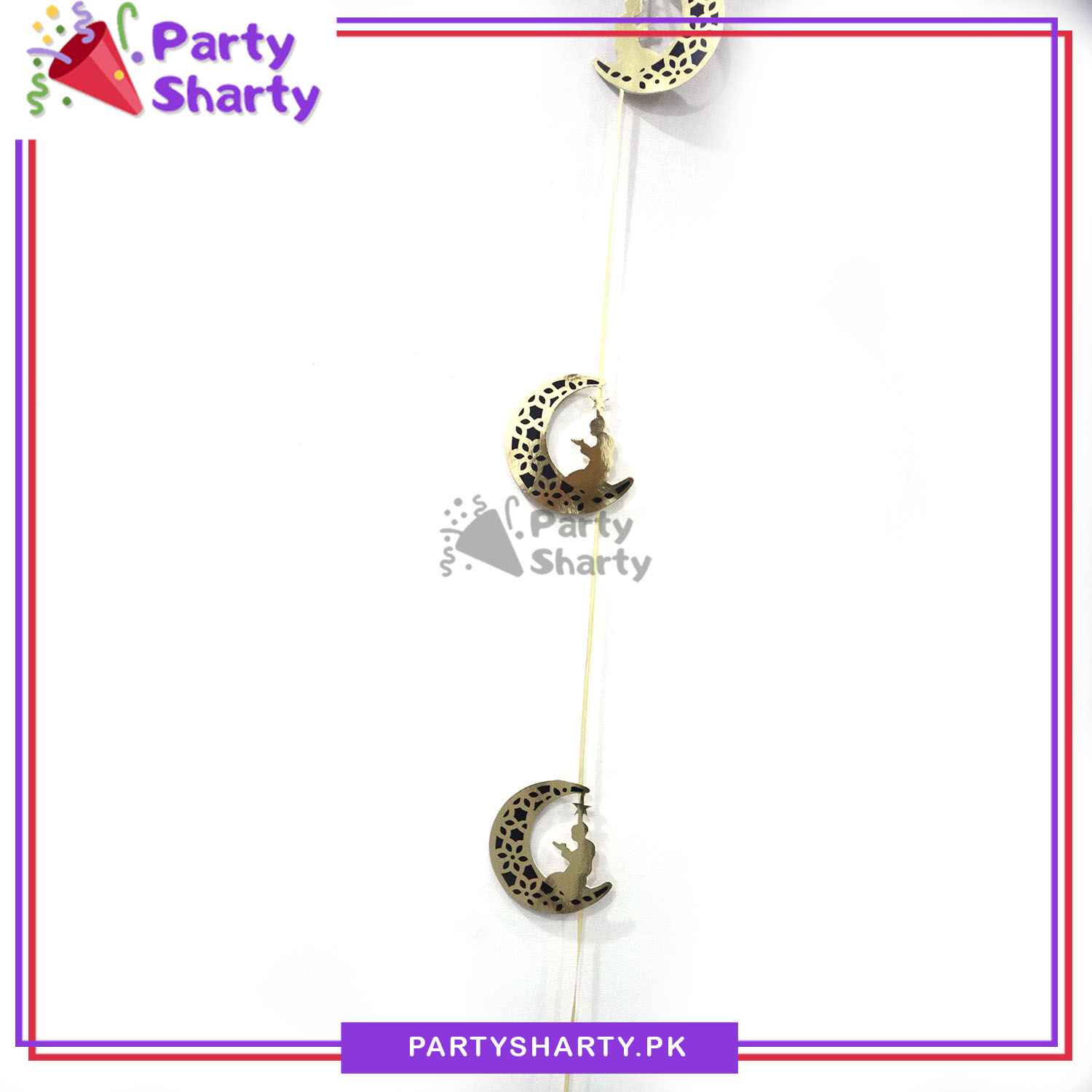 Crescent with Praying Guy Shaped Ramadan Kareem Bunting for Ramadan Mubarak & Iftar Party Decoration And Celebration