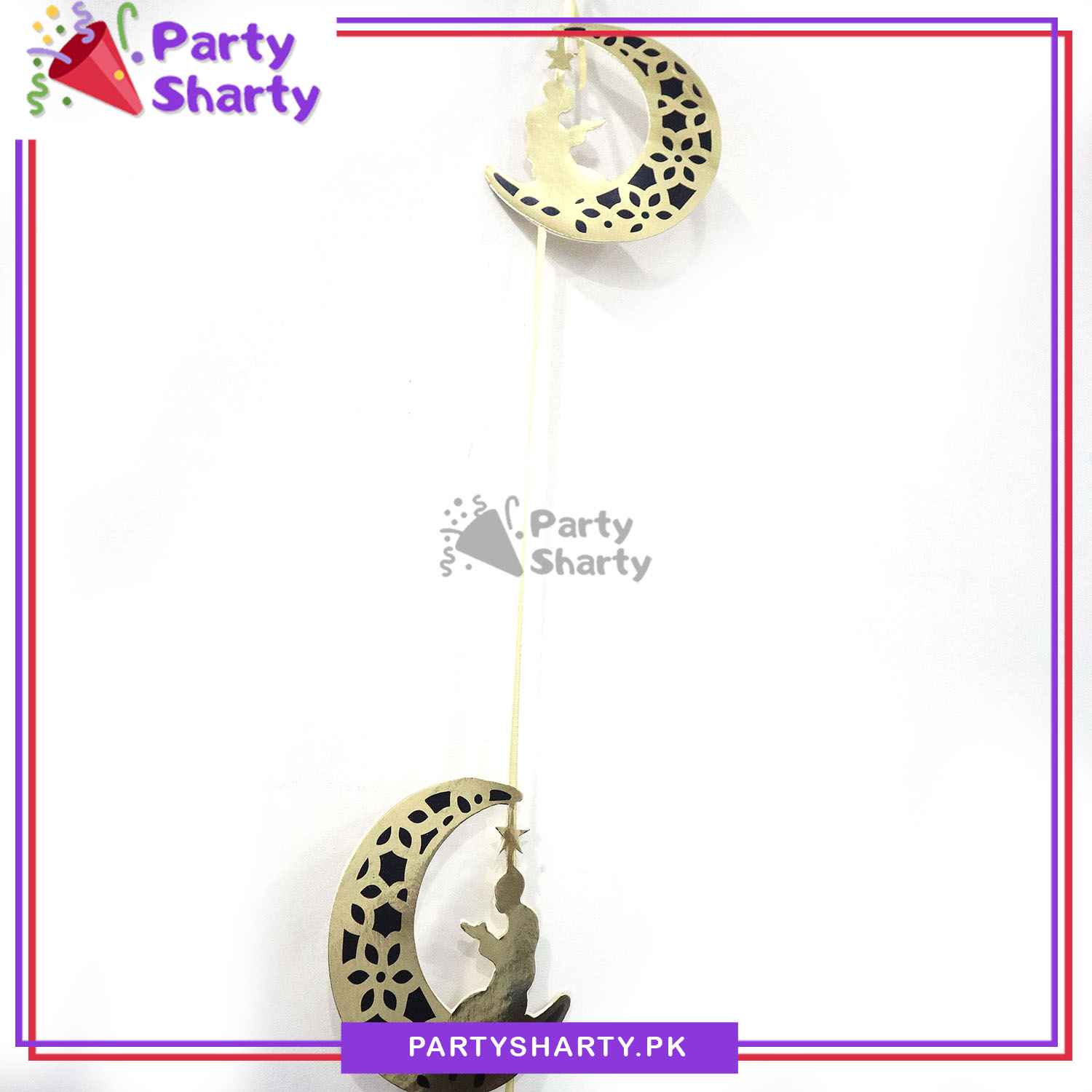 Crescent with Praying Guy Shaped Ramadan Kareem Bunting for Ramadan Mubarak & Iftar Party Decoration And Celebration