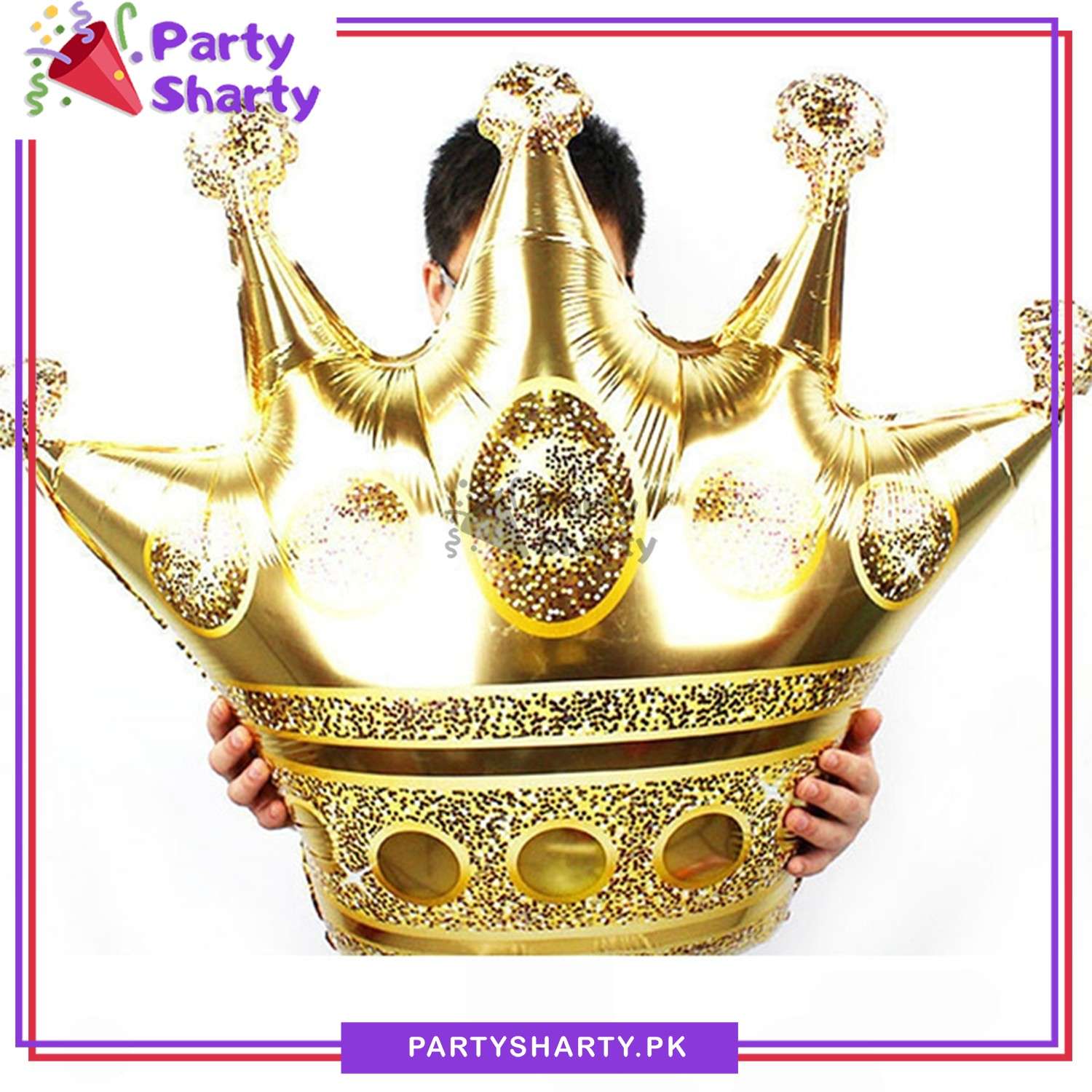 Jumbo Size Crown Foil Balloon (100x90cms) For Royal / Prince / Princess Birthday Celebration