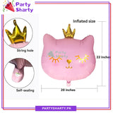 Pink Crown Cat Foil Balloons For Theme Party Decoration and Celebration