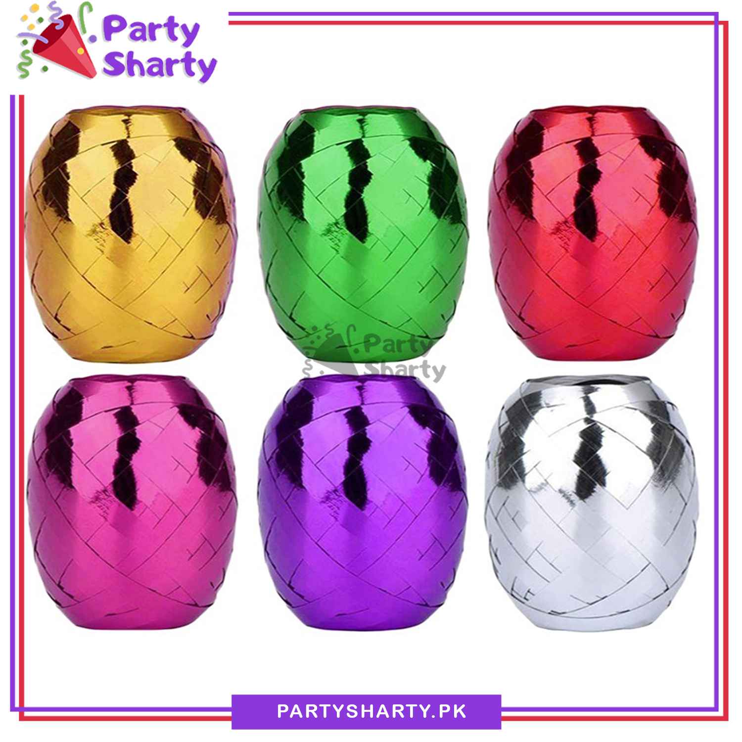 Curly Ribbon for Balloons Pack of 6 for Party and Gift Decoration