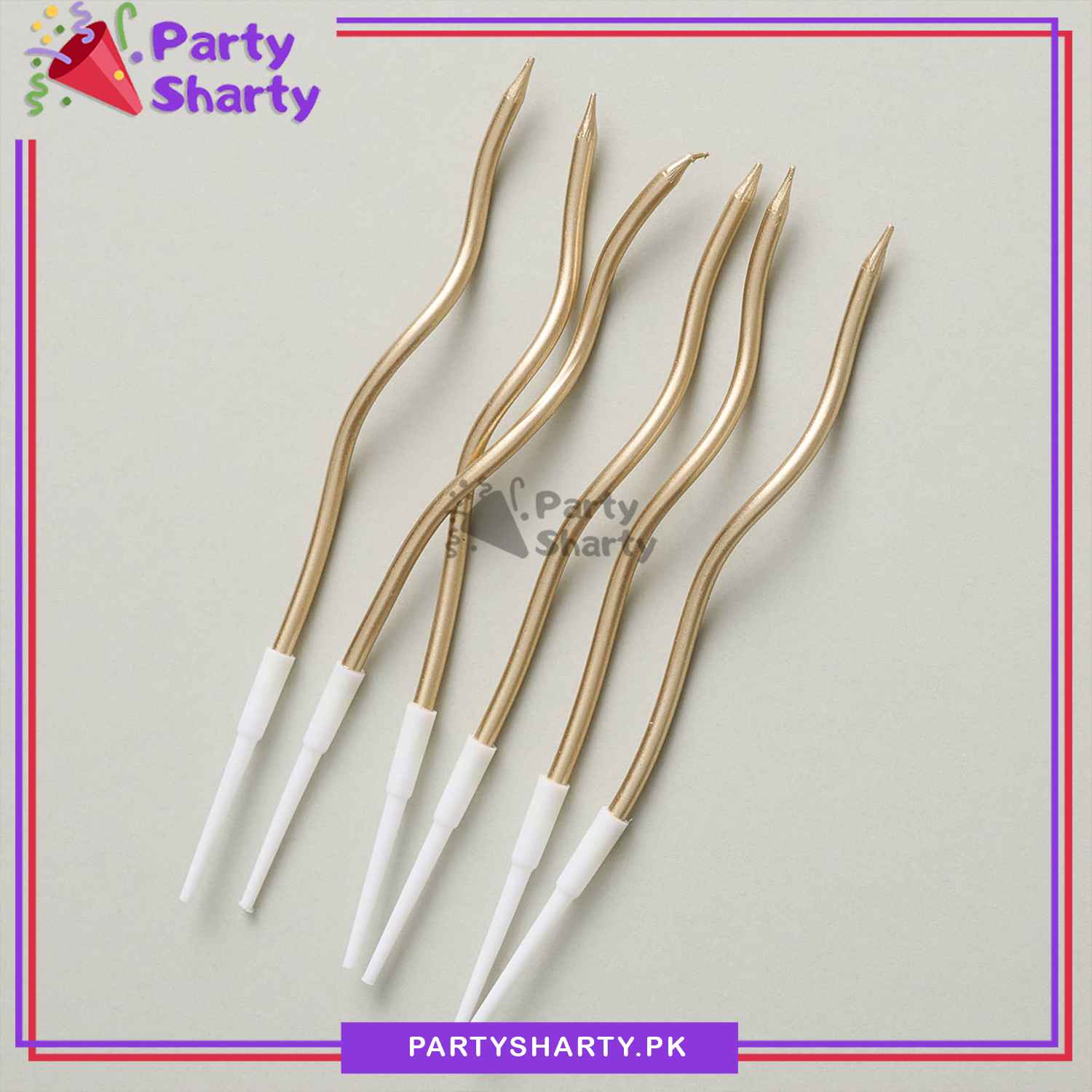 Champagne Gold Twisty Birthday Candles Set, Metallic Color Curly Candles Pack of 12