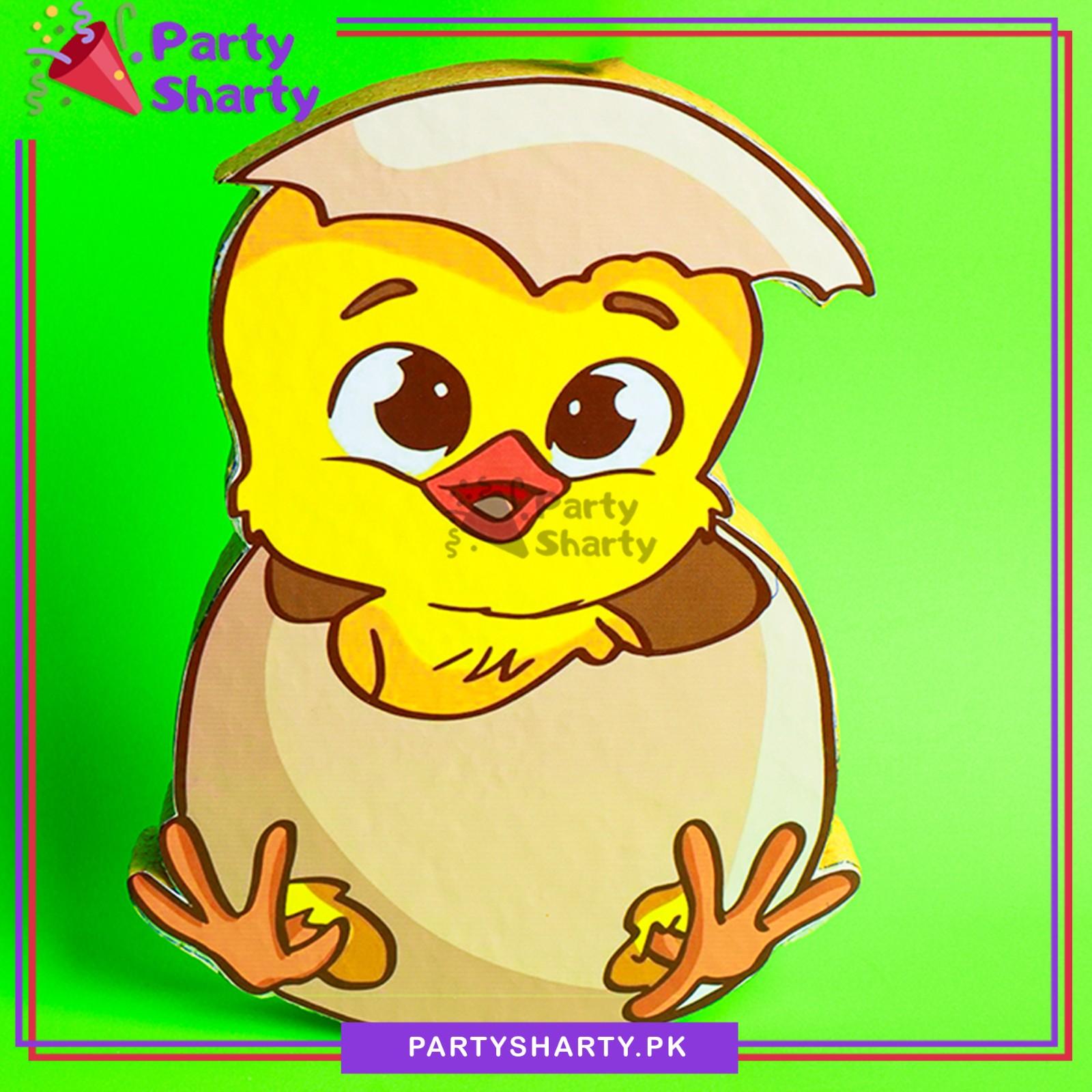 Cute Baby Chick Hatching From Egg Shell Character Thermocol Standee For Farm Animal Theme Based Birthday Celebration