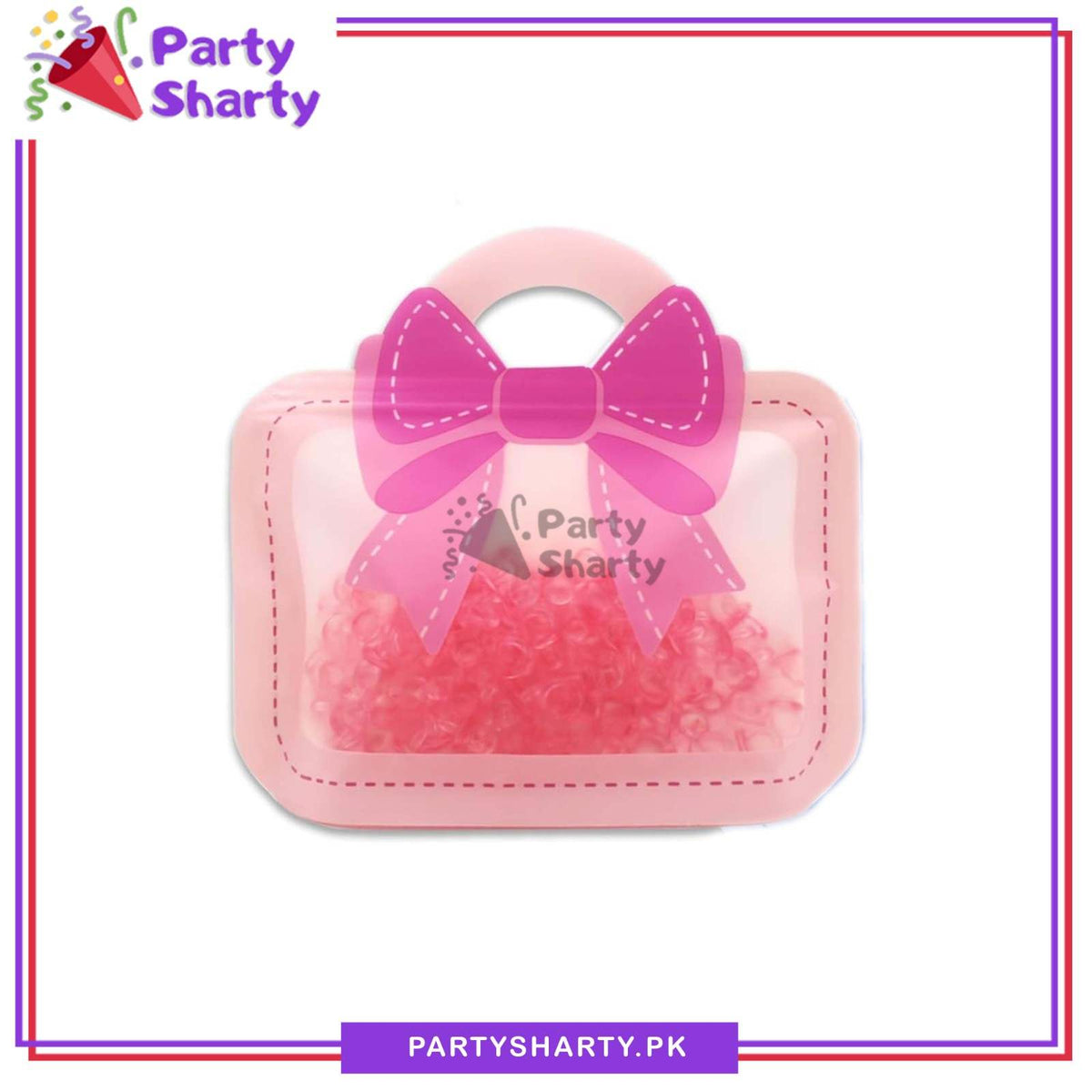 Cute Bow Printed Plastic Ziplock Seal Goody Bag For Birthday Giveaways