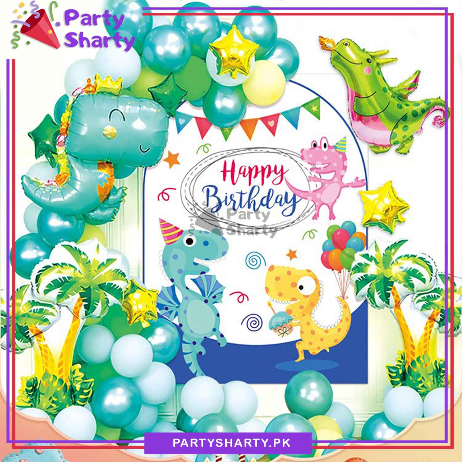 D-1 Happy Birthday Dinosaur & Dragon Theme Set For Birthday Decoration and Celebrations