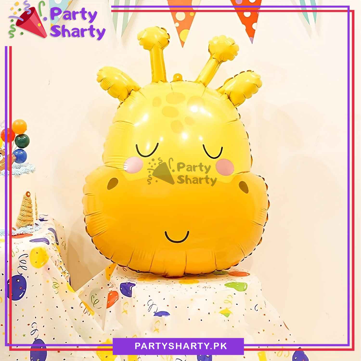 Cute Giraffe Head Shaped Foil Balloons For Jungle / Safari / Wild One Theme Birthday Party Decoration and Celebration