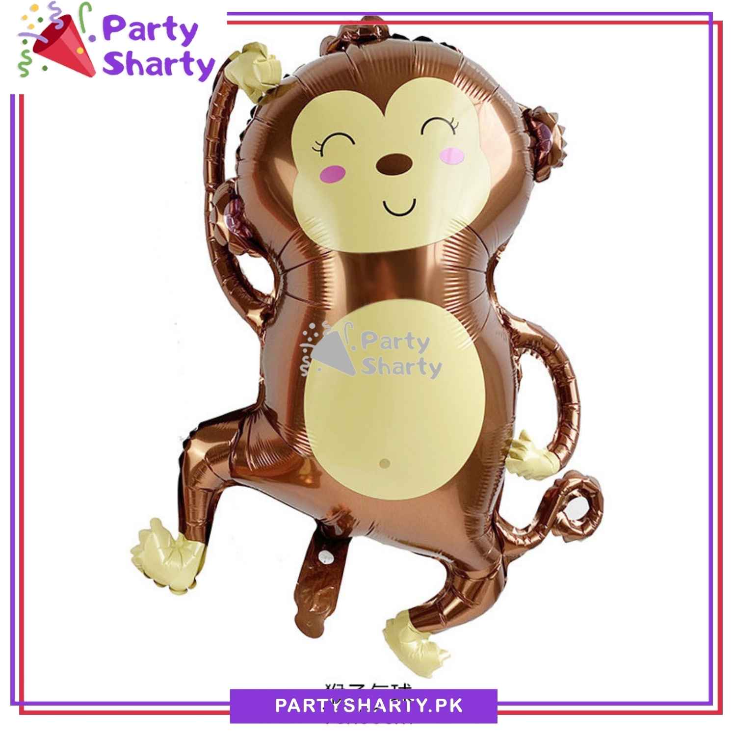 Cute Monkey Shaped Foil Balloons For Jungle / Safari / Wild One Theme Birthday Party Decoration and Celebration