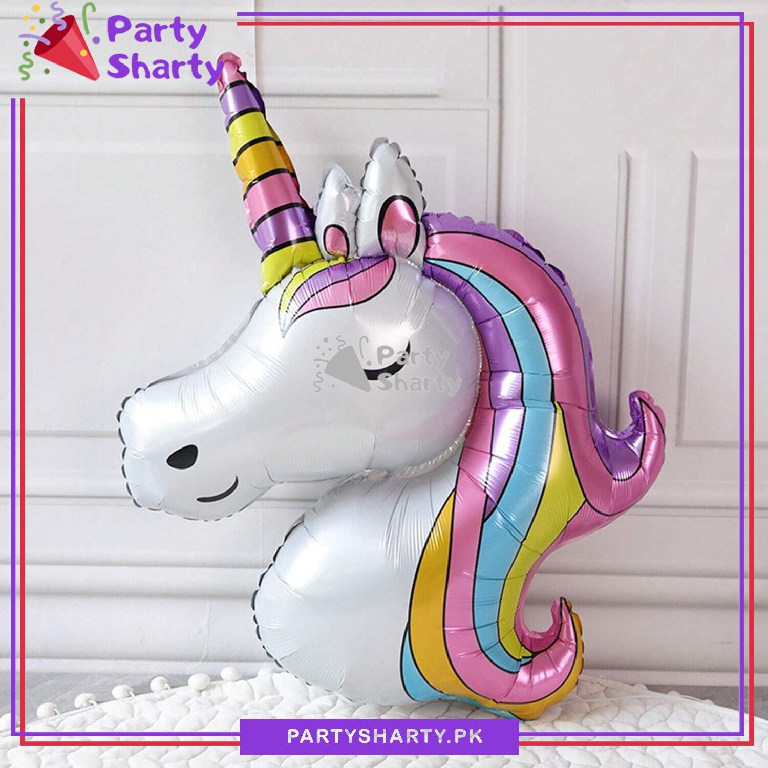 Colorful Cute Unicorn Face Foil Balloon For Unicorn Theme Party Celebration