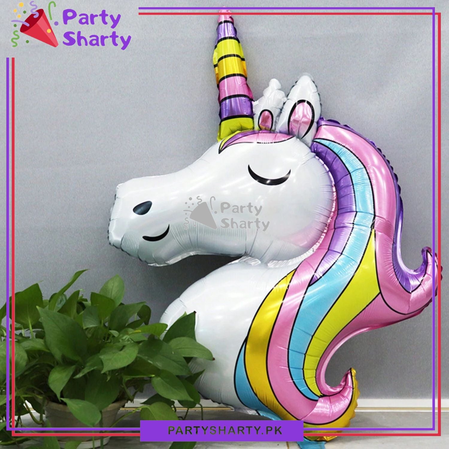 Colorful Cute Unicorn Face Foil Balloon For Unicorn Theme Party Celebration