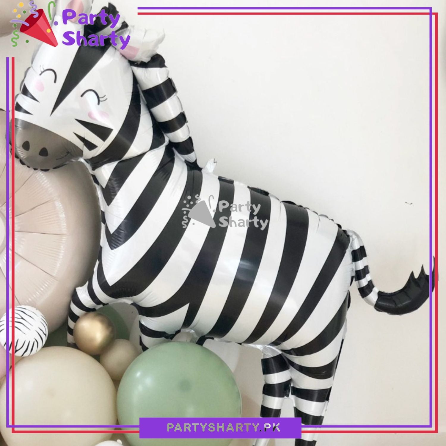 Cute Zebra Shaped Foil Balloons For Jungle / Safari / Wild One Theme Birthday Party Decoration and Celebration