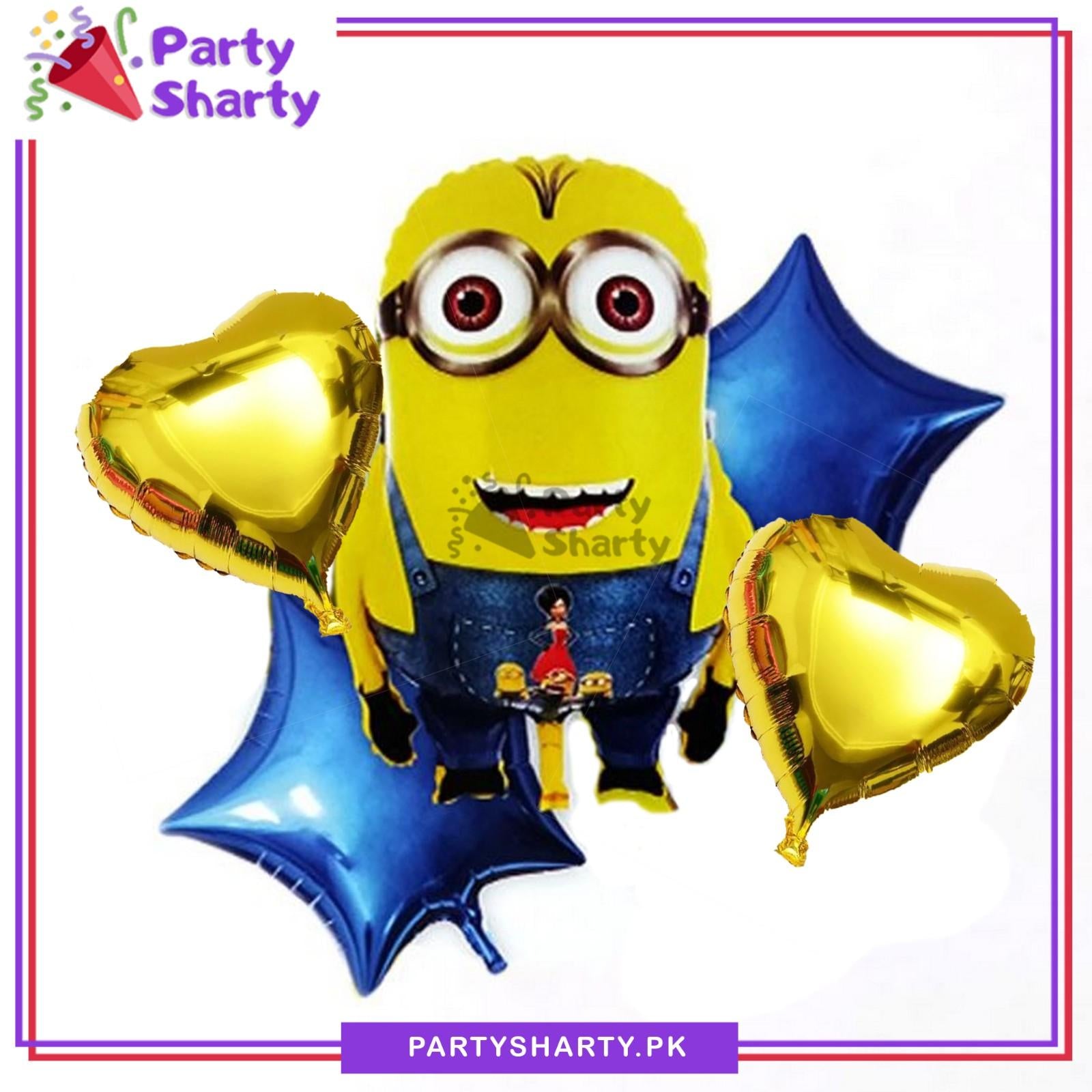 D-1 5pcs/set Minion Theme Foil Balloons For Minion Theme Birthday Party Decoration and Celebration