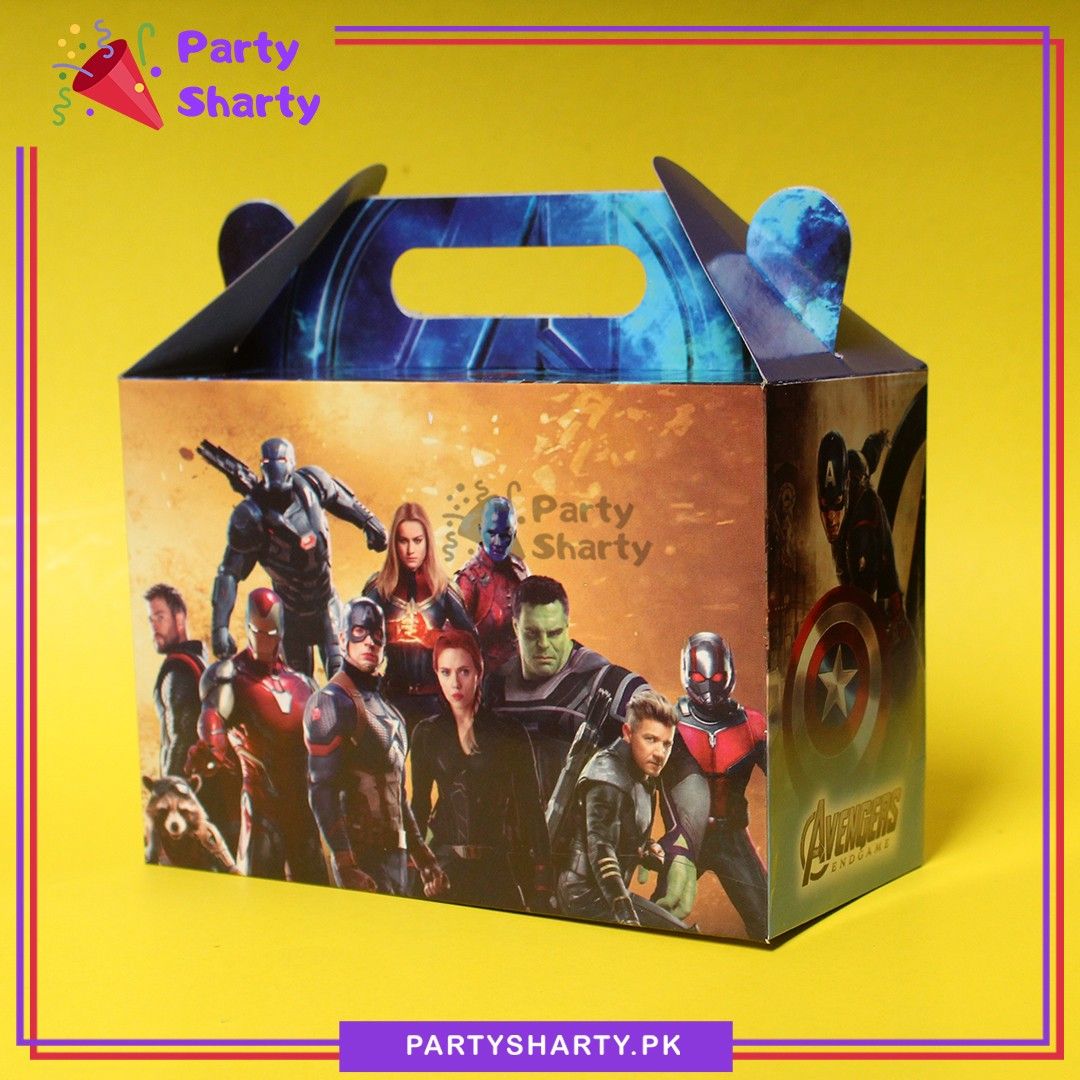 D-4 Avengers Theme Goody Boxes Pack of 10 For Avengers Theme Birthday Decoration and Celebration