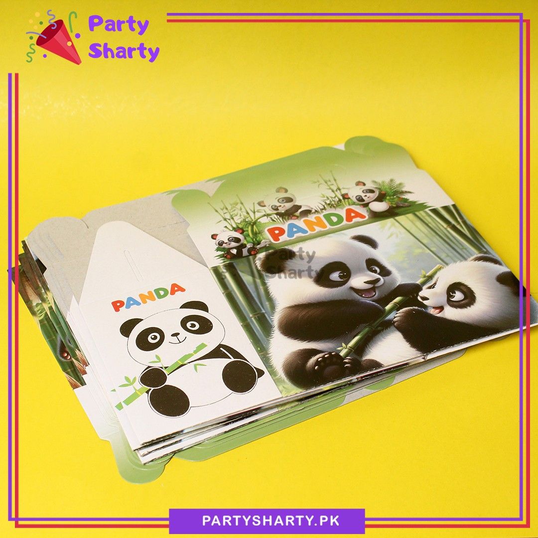 D-1 Panda Theme Goody Boxes Pack of 10 For Birthday Party and Decoration