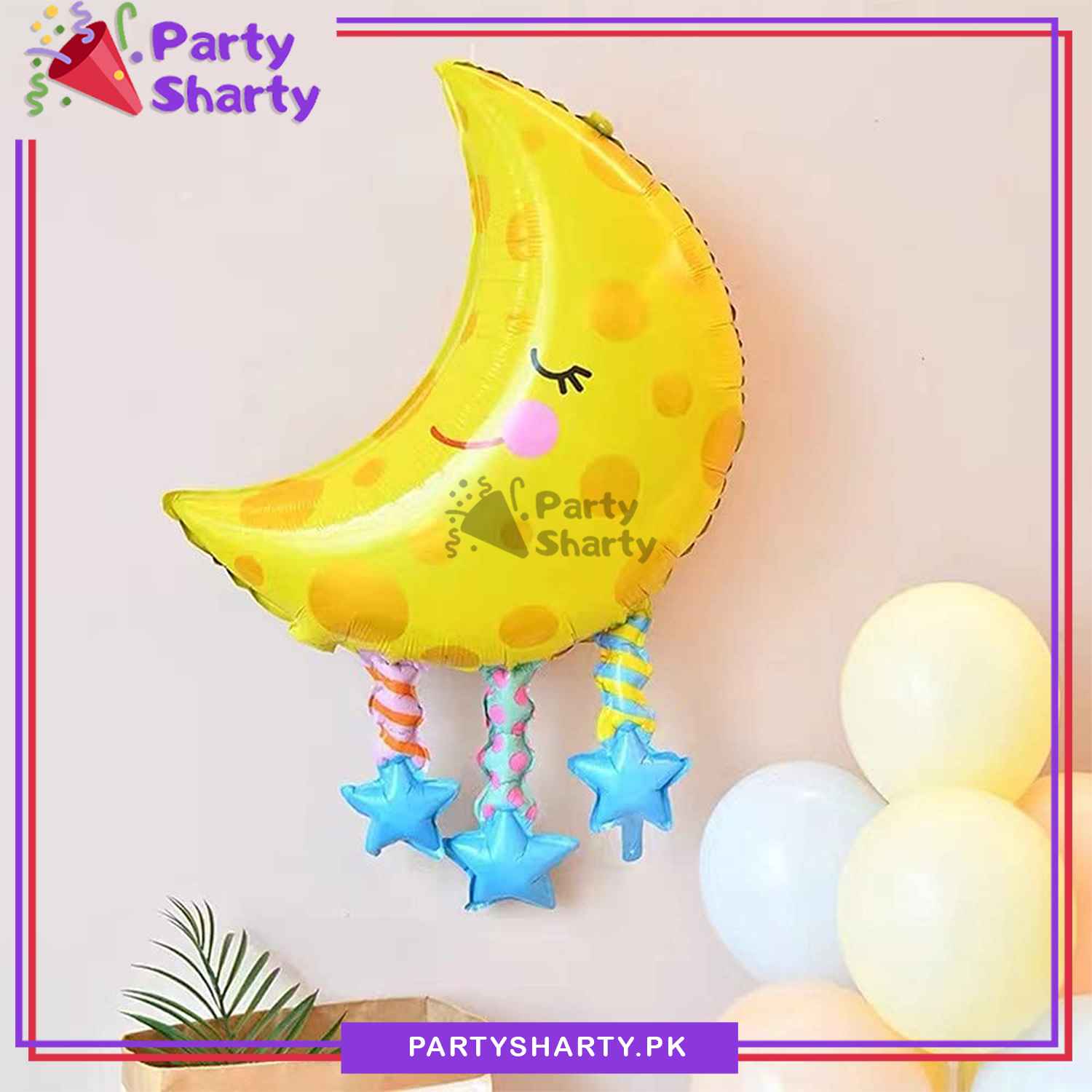 D-1 Large Size Sleeping Moon Foil Balloon for Baby Shower Twinkle Twinkle Little Star Birthday Party Decoration and Celebration