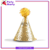 Small Golden Birthday Party Cone Cap For Half / First Birthday Celebration and Decoration