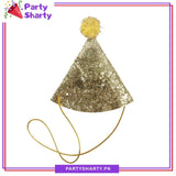 Small Golden Birthday Party Cone Cap For Half / First Birthday Celebration and Decoration