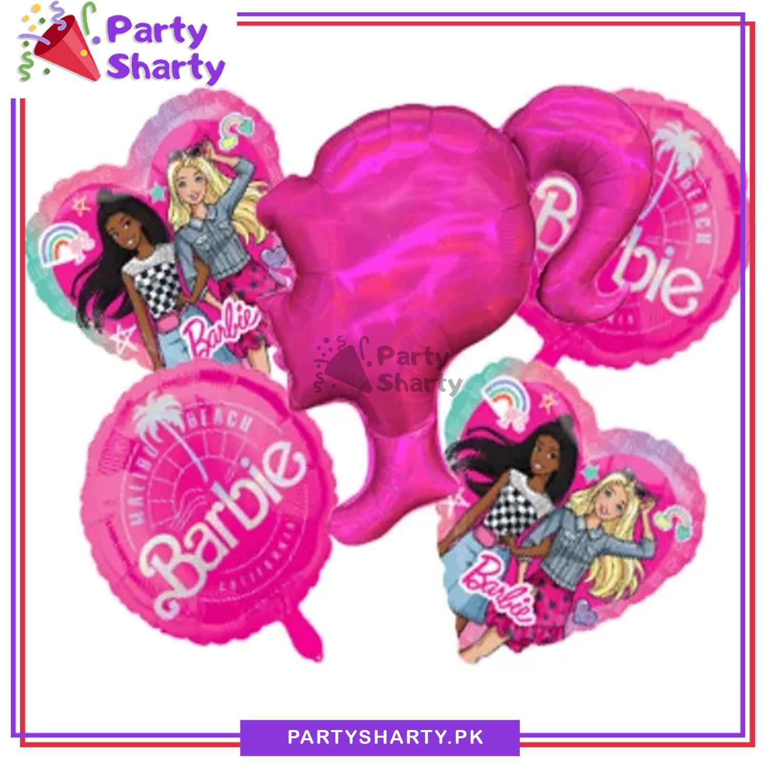 D-2 5pcs/set Barbie Silhouette Shaped Foil Balloons For Barbie Theme Party Decoration and Celebration