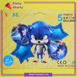 D-2 5pcs/set Sonic The Hedgehog Theme Foil Balloons For Party Decoration & Celebration
