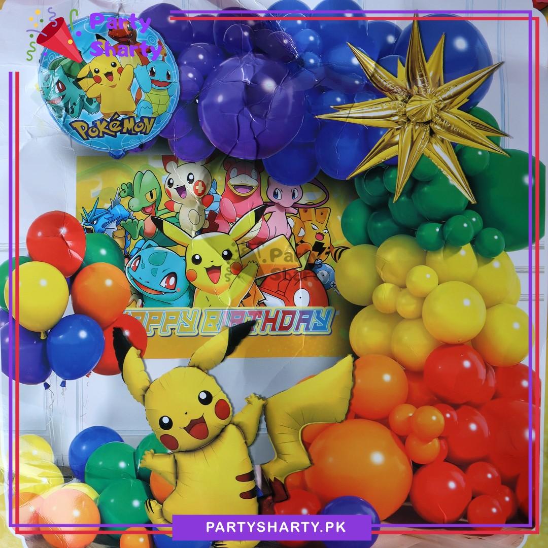 62pcs/Set Happy Birthday Pokemon Multi Color Theme Set for Theme Based Birthday Decoration & Celebration