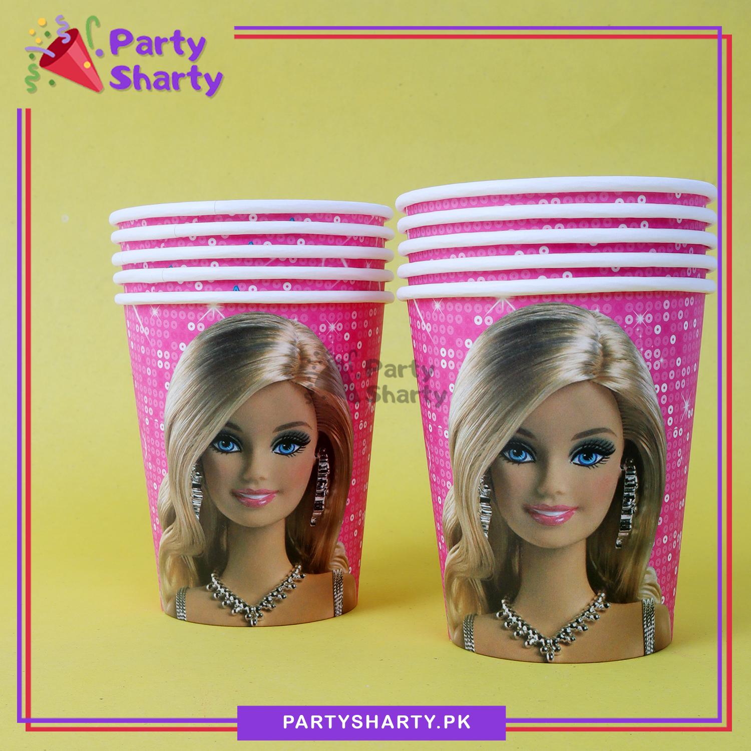 D-2 Barbie Doll Theme Paper Cups / Glass For Theme Based Decoration and Celebration