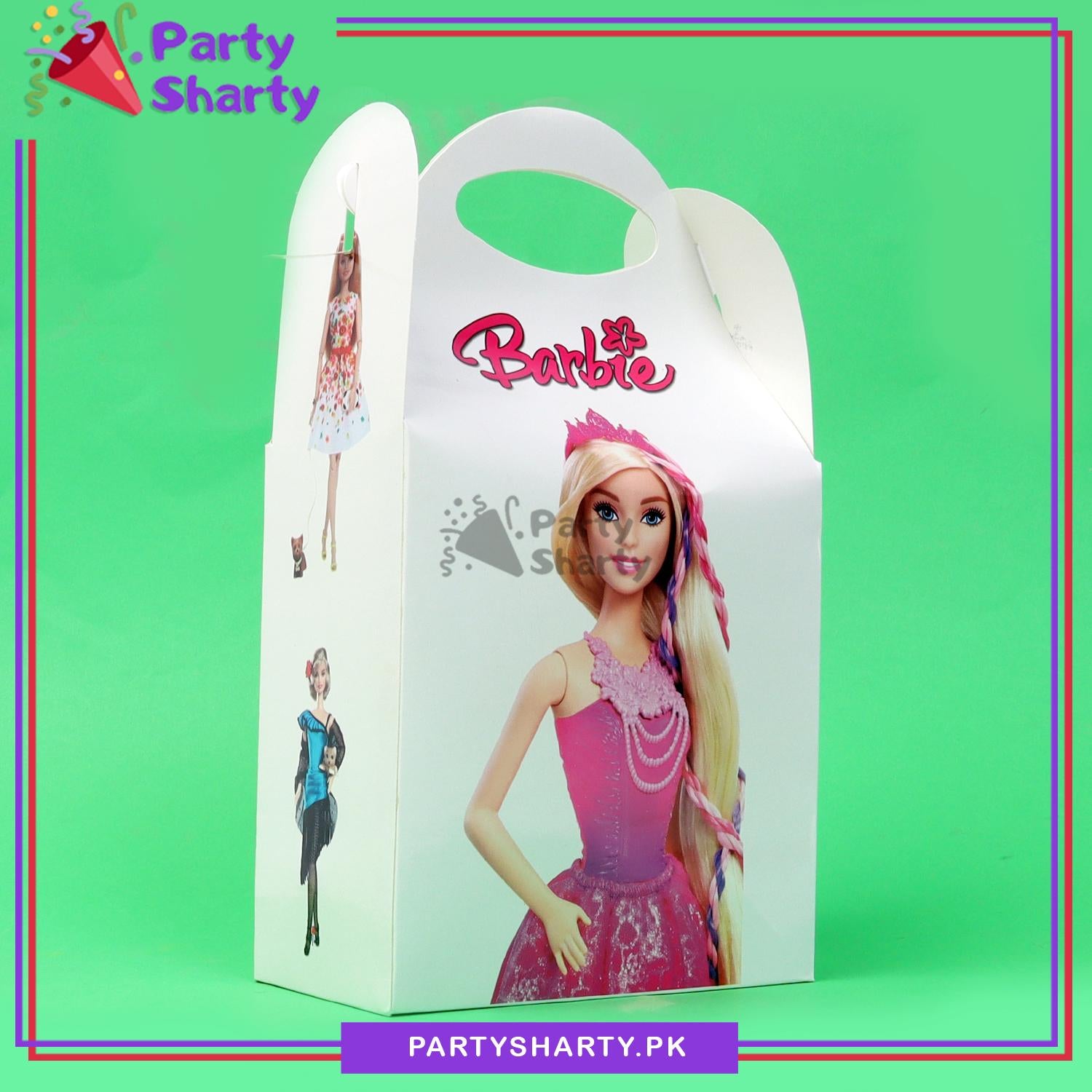 White Barbie Theme Goody Boxes Pack of 6 For Barbie Theme Birthday Decoration and Celebration