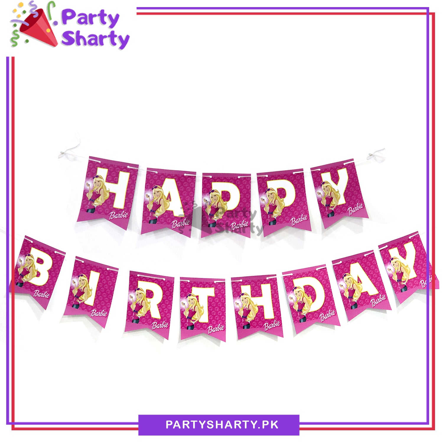 D-2 Barbie Theme Happy Birthday Card Banner For Theme Decoration and Celebration