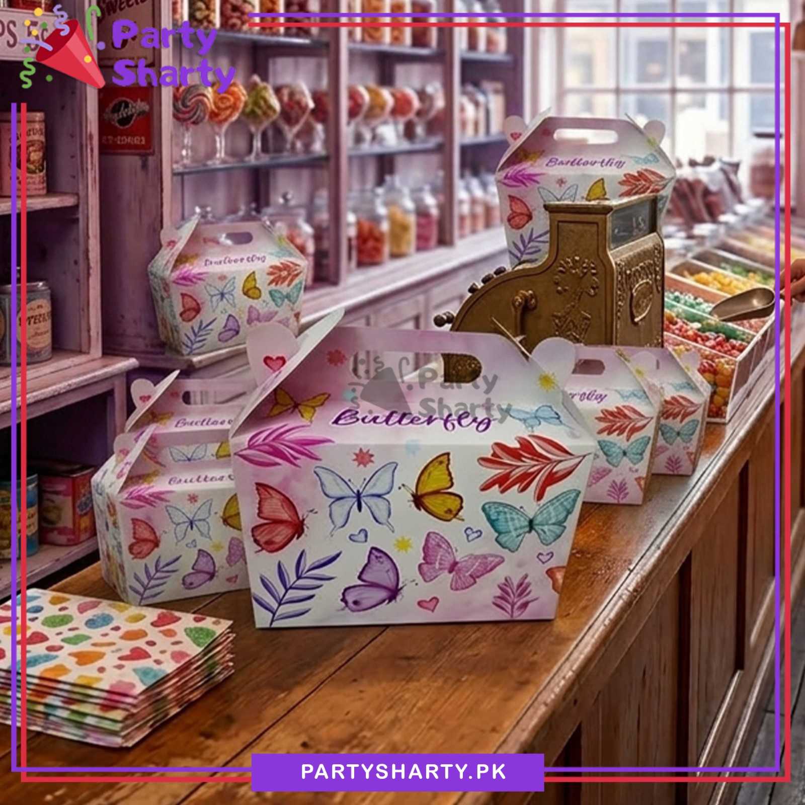 D-4 Butterfly Goody Boxes Pack of 10 For Butterfly Theme Birthday Celebration