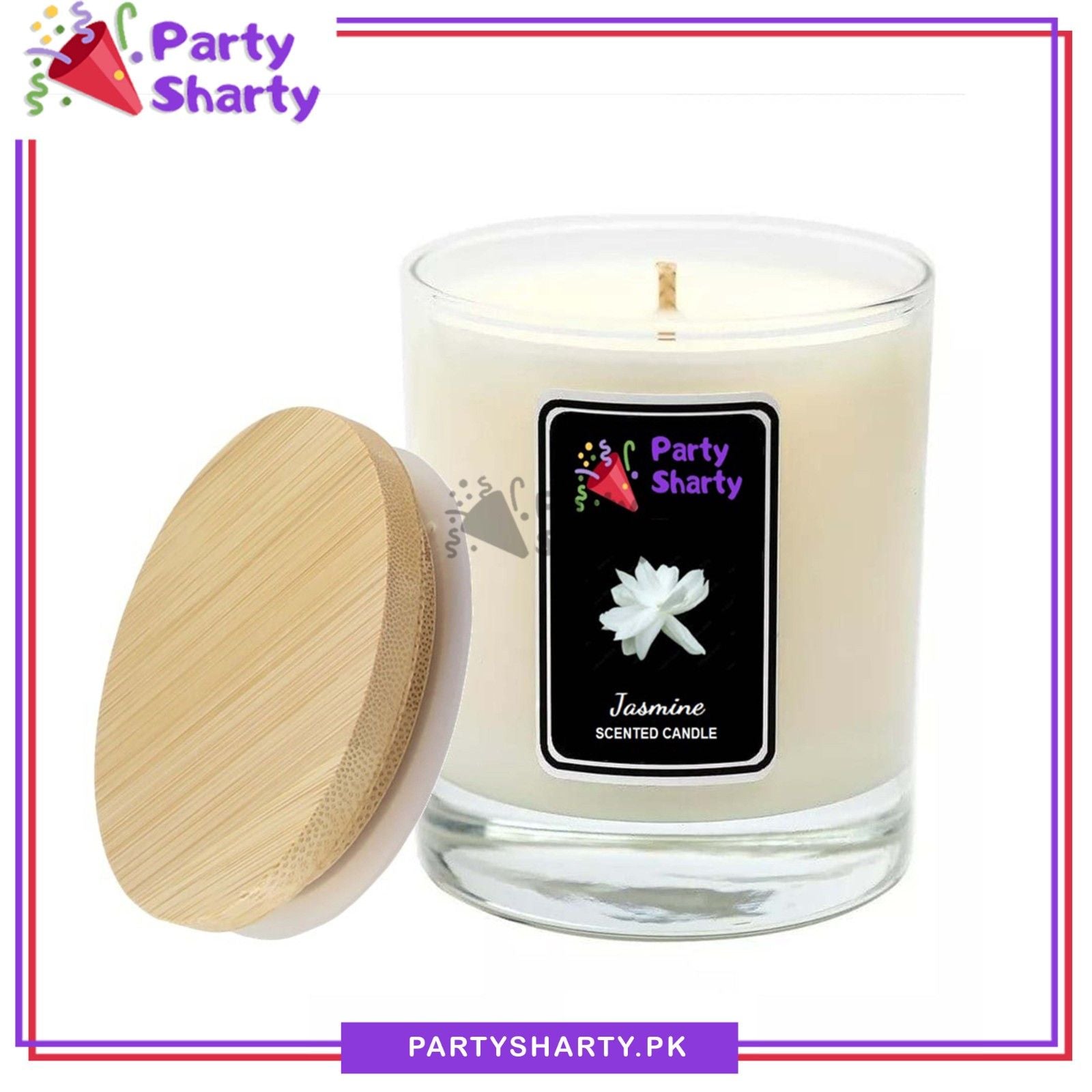 Jasmine Scented Candle – Glass Jar With Wooden Cap