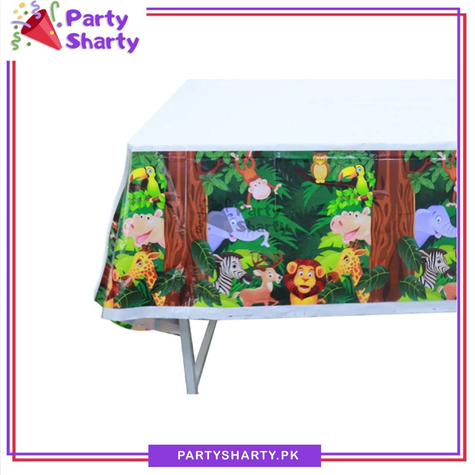 D-2 Jungle Safari Party Theme Table Cover for Birthday Party and Decoration