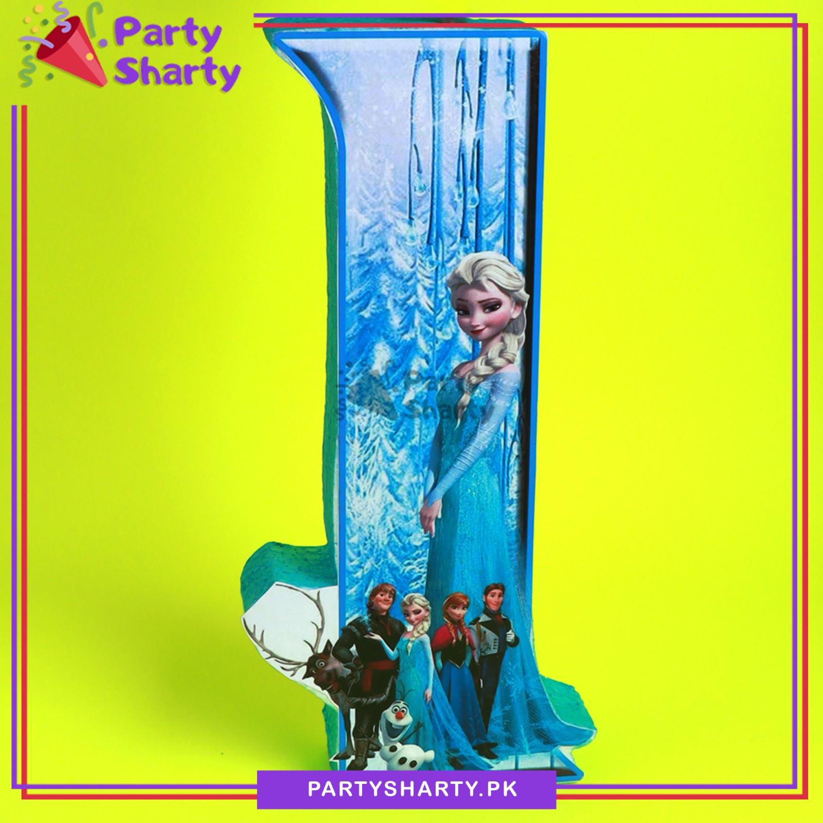 D-2 Numeric 1 Thermocol Standee For Frozen Theme Based First Birthday Celebration and Party Decoration