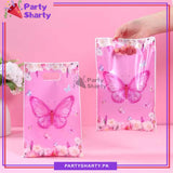D-2 Pink Butterfly Theme Goody Bags Pack of 10 For Butterfly Theme Party Gift Favor Bags