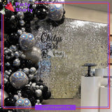 D-2 100pcs Black & Metallic Silver with Diso Orbz Balloon Garland Arch Kit For Party Event Decoration
