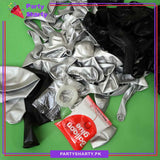 D-2 100pcs Black & Metallic Silver with Diso Orbz Balloon Garland Arch Kit For Party Event Decoration