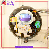 D-2 18inches Happy Birthday Astronaut / Spaceman Shaped Round Foil Balloon For Space Birthday Party Theme