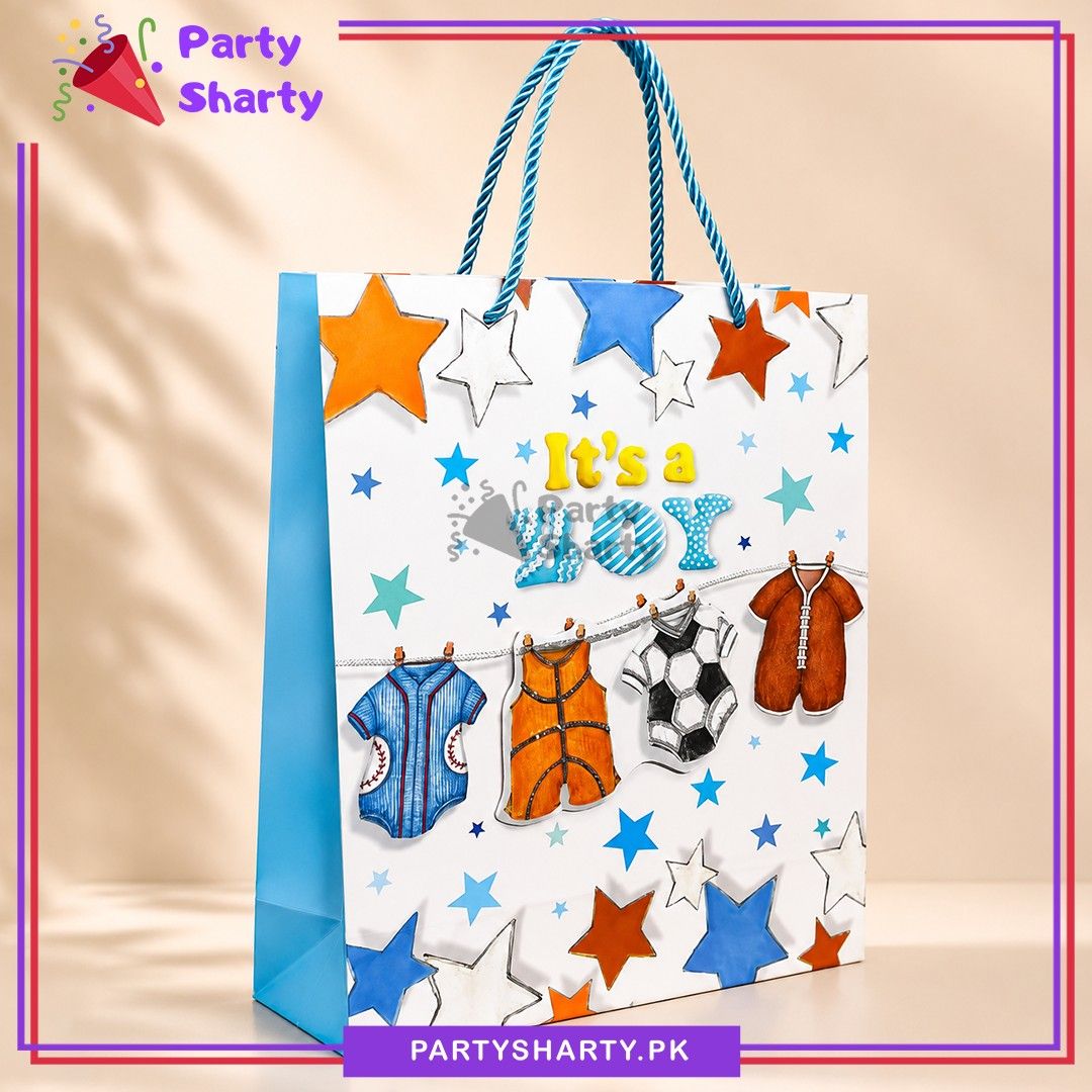 3D It's a Boy with Romper Printed Gift Bag For Welcome Baby Celebration