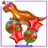 D-2 5pcs/Set Orange Dinosaur Foil Balloon Set For Dinosaur / Dragon theme Birthday Party Decoration