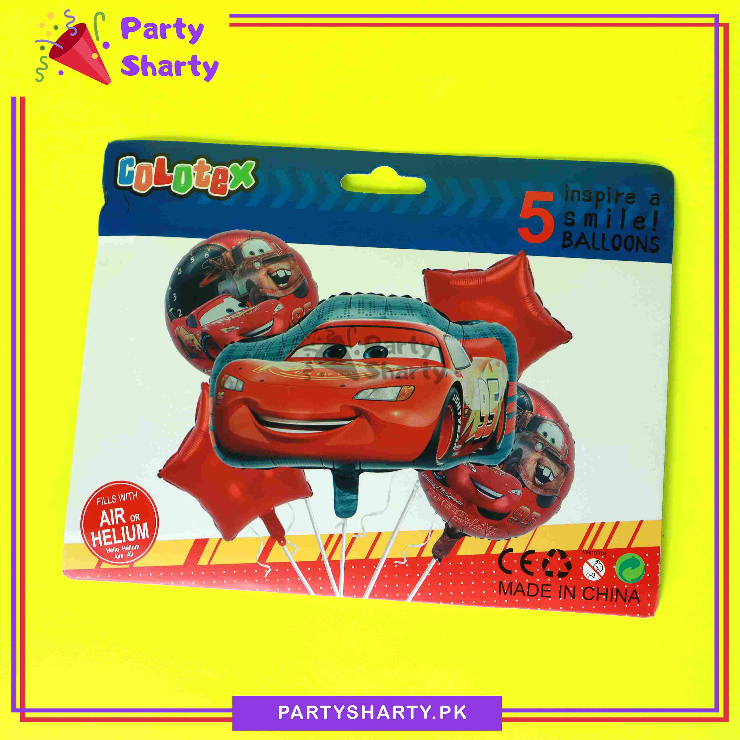 D-2 5pcs/set Lightning McQueen Car Shaped Foil Balloons For Car Theme Party Decoration and Celebration