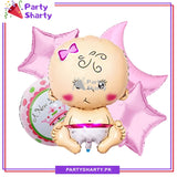 D-2 Baby Shaped Foil Balloon Set (Boy / Girl) Foil Balloons for Baby Shower, Welcome Baby & Gender Reveal Decoration and Celebration