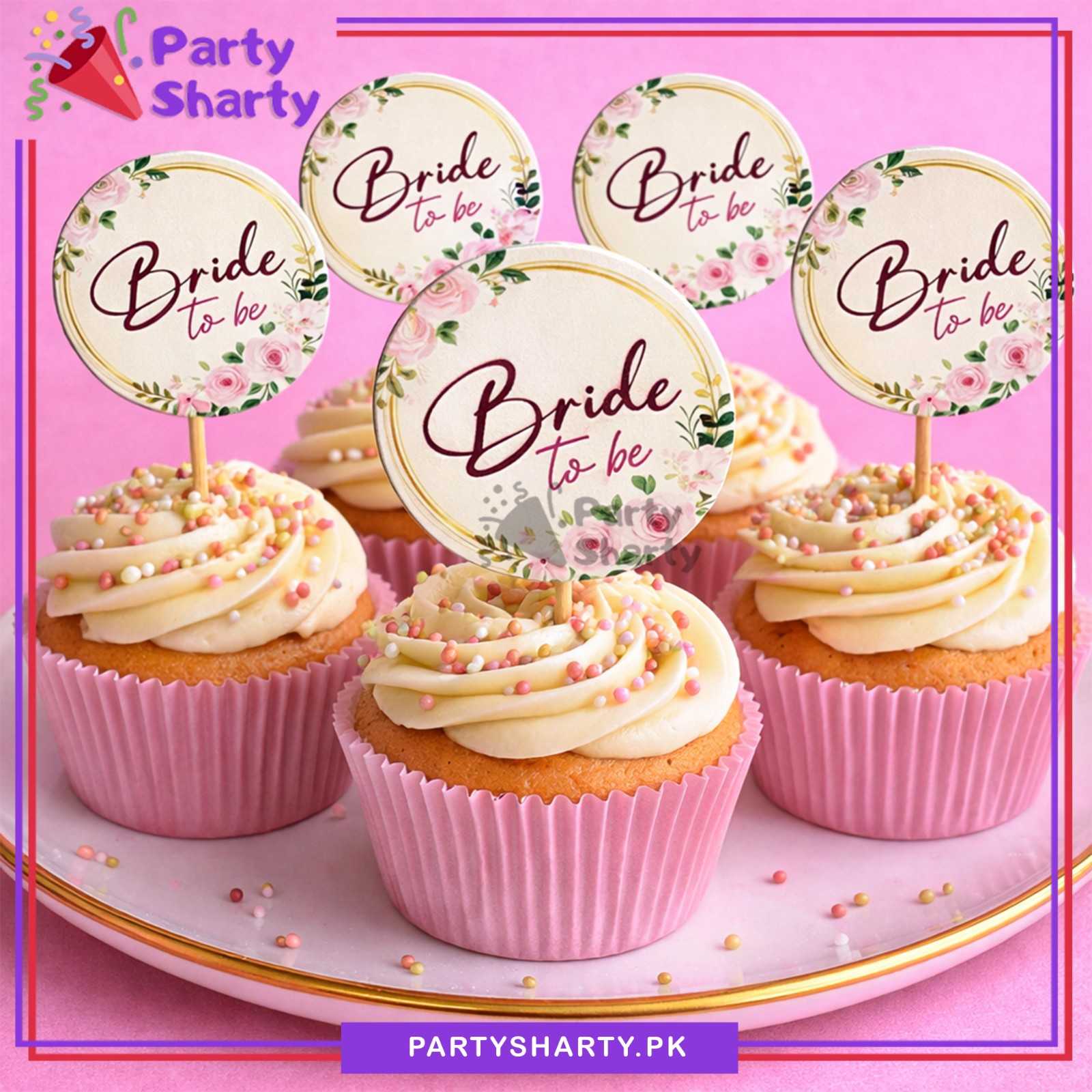 D-2 Bride To Be Theme Cup Cake Topper For Bride To Be Theme Party Decoration