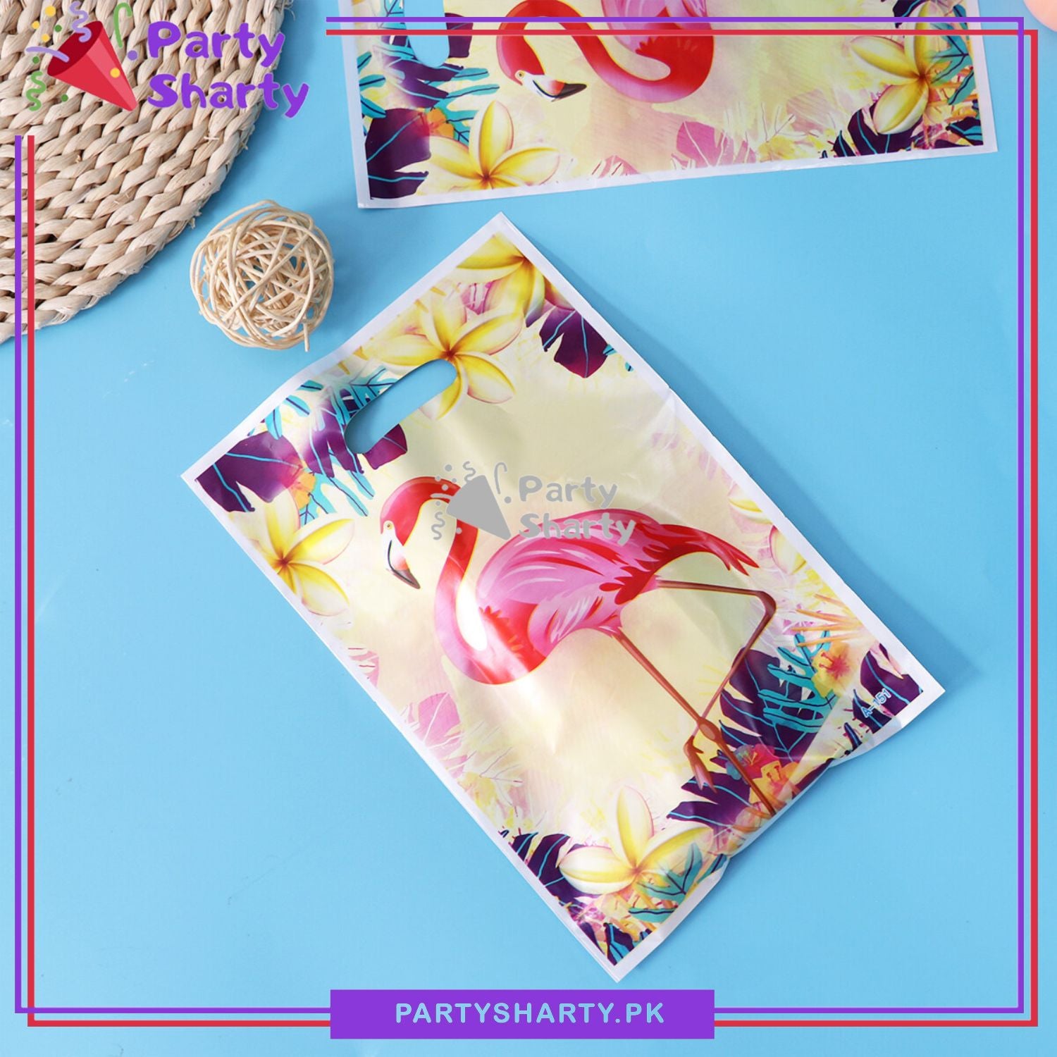 D-2 Flamingo Theme Goody Bags Pack of 10 For Flamingo Theme Party Decoration and Celebration