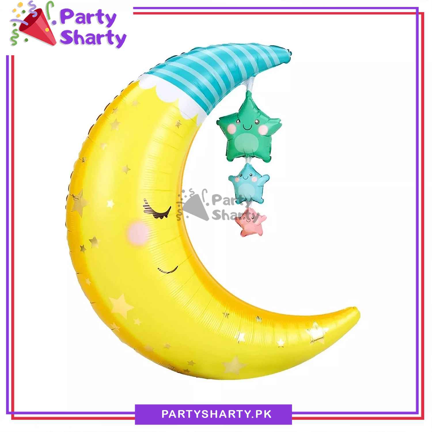 D-2 Large Size Sleeping Moon Foil Balloon for Baby Shower Twinkle Twinkle Little Star Birthday Party Decoration and Celebration