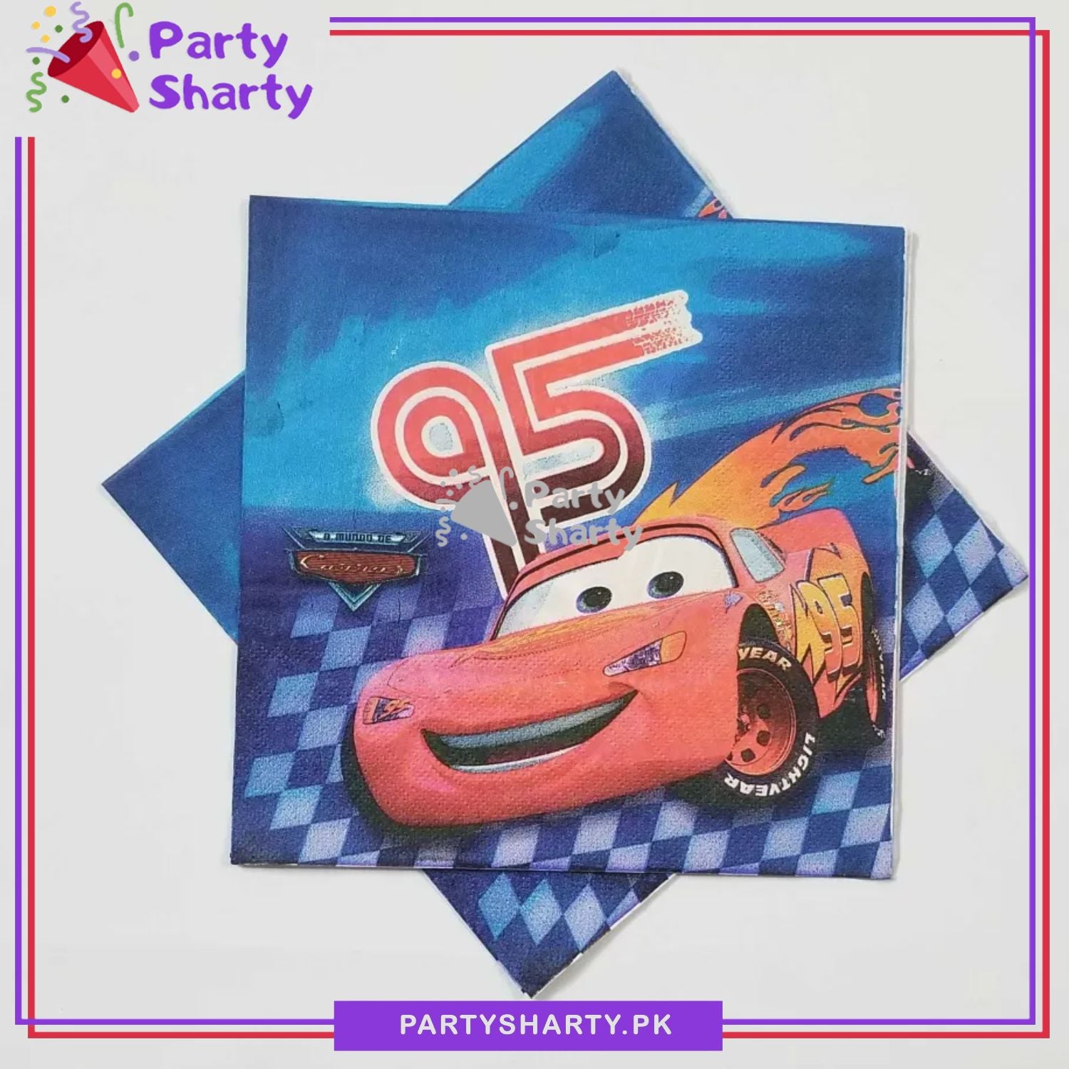 D-2 Lightning McQueen Car Theme Napkins For Theme Based Birthday Party Decoration