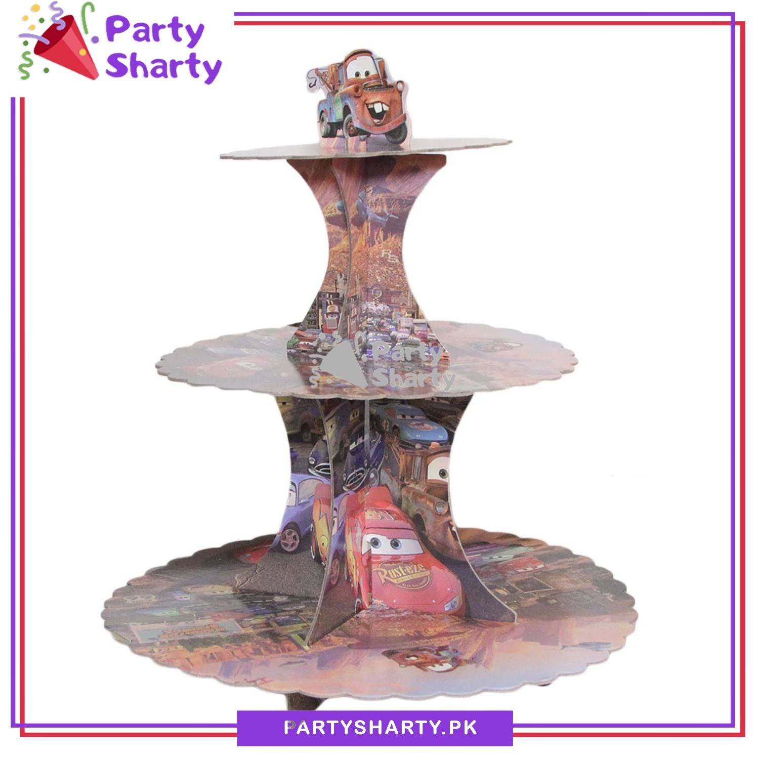 D-2 Lightning McQueen Cupcake Stand For Car Theme Party Decoration and Celebration