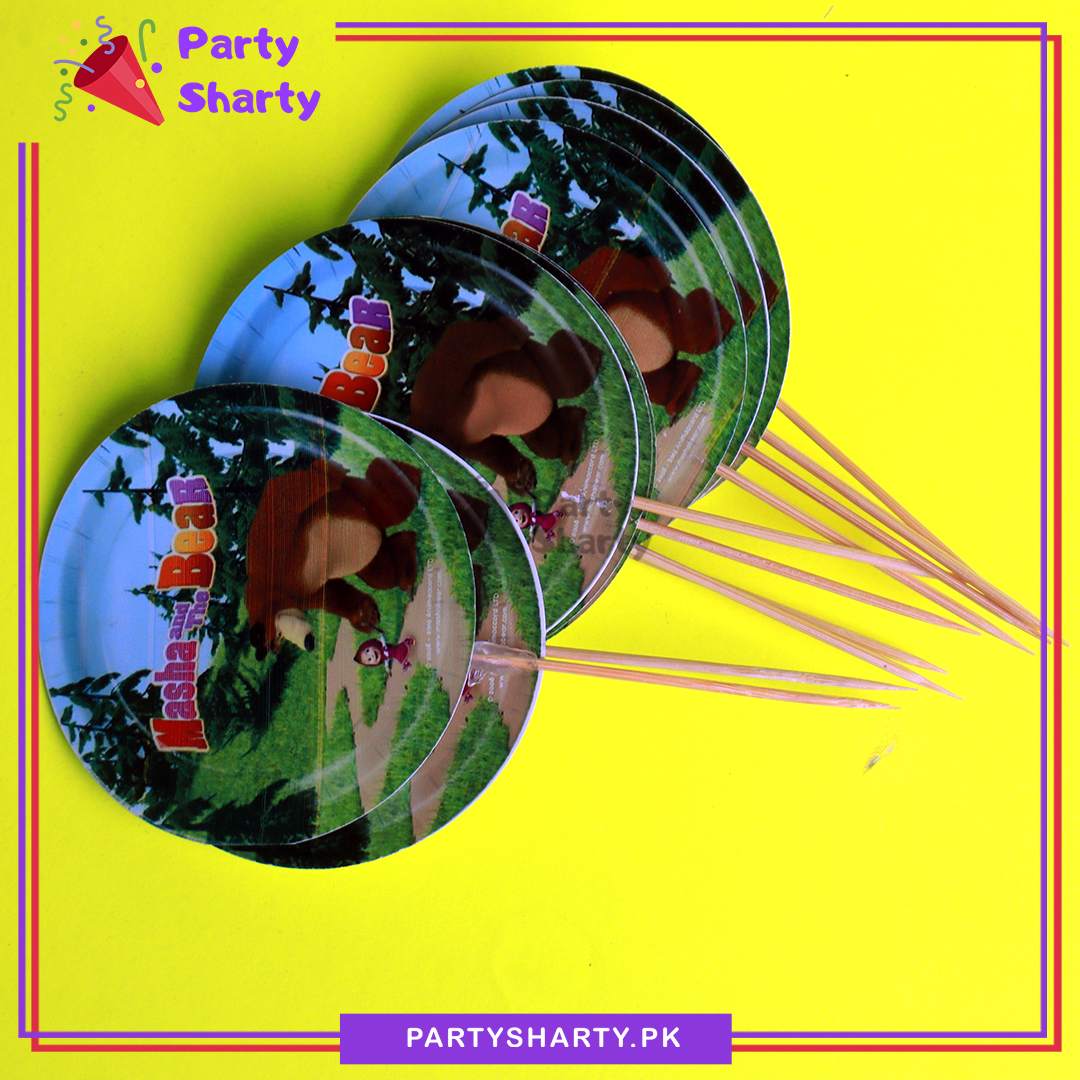 D-2 Masha & The Bear Theme Cup Cake Topper For Masha Birthday Theme Party and Decoration