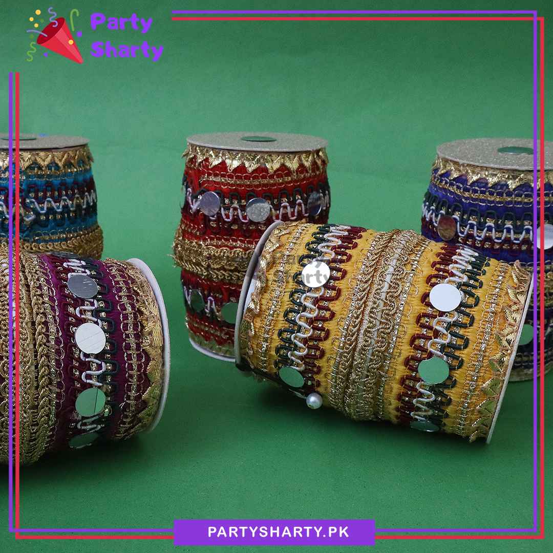 D-2 Multi Color Dhol Shaped Nikkah Pouches Pack of 6 For Nikkah, Mayun, Mehndi or Dholki Favor Gifts Bid Pouches