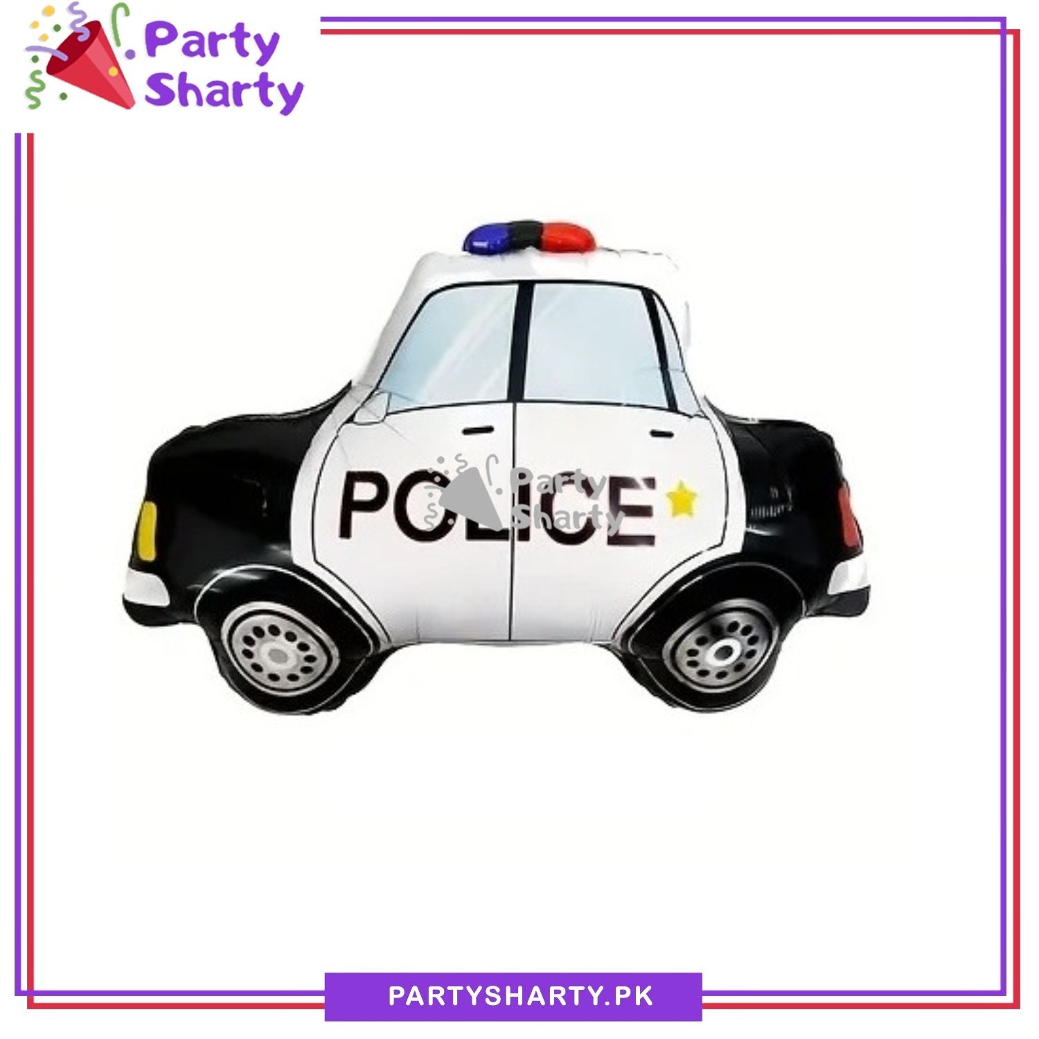 D-2 Police Car Foil Balloon for Police / Transport Theme Birthday Party Decoration and Celebration