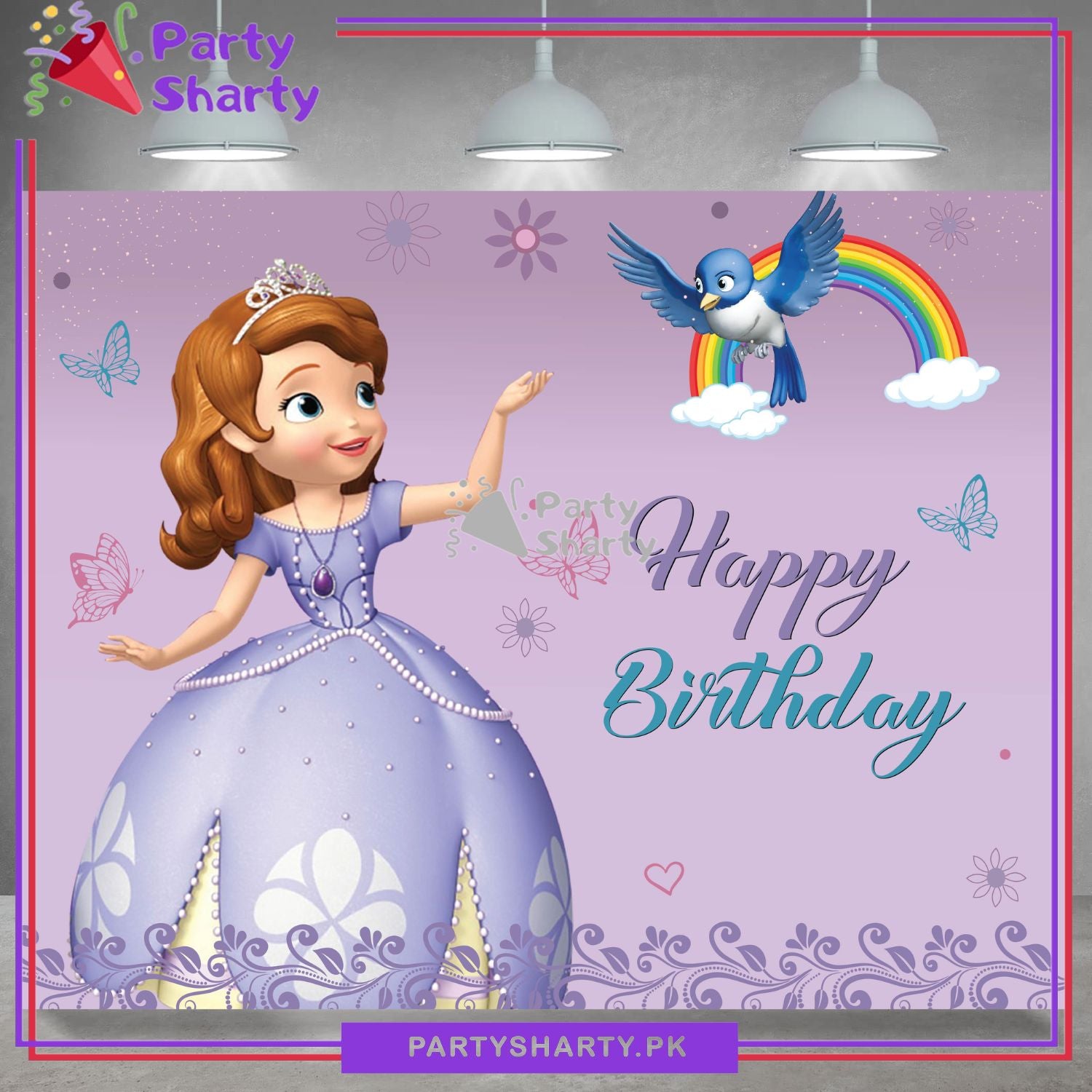 D-2 Sofia The First Princess Theme Panaflex backdrop For Theme Based Birthday Decoration and Celebration
