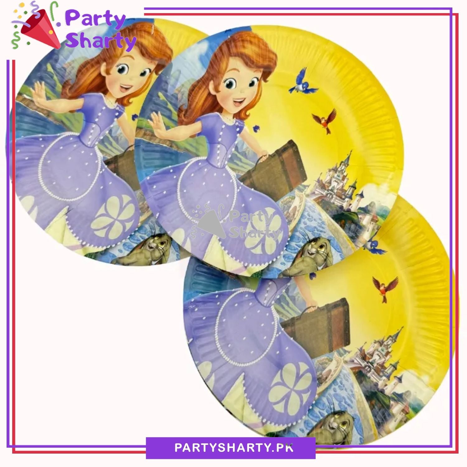 D-2 Sofia Theme Party Disposable Paper Plates for Theme Party and Decoration