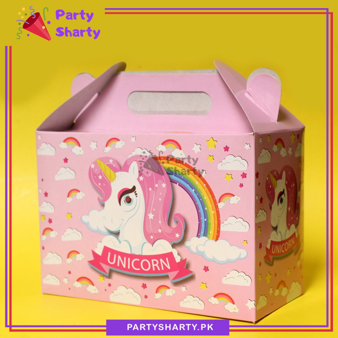 D-3 Unicorn Theme Goody Boxes Pack Of 10 For Unicorn Theme Birthday Party and Decoration